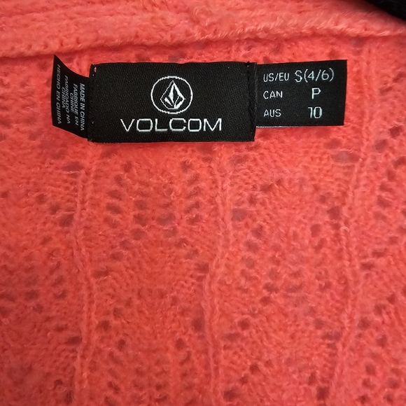 Volcom - Cardigan Beach Sweater - Electric Coral -Size Small - Picture 7 of 8
